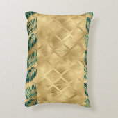 緑と金ゴールドのリーフアクセント枕 アクセントクッション (裏面(縦))