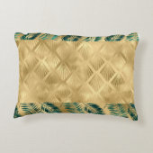緑と金ゴールドのリーフアクセント枕 アクセントクッション (裏面)