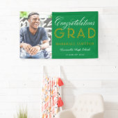 緑と金ゴールドの卒業記念写真 横断幕 (インサイチュ)