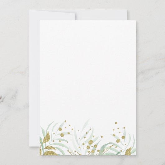 緑と金ゴールドの口コミエレガント 招待状 (裏面)