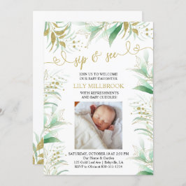 緑と金ゴールドの口コミエレガント 招待状