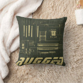 緑と金ゴールドの堅牢なギークマザーボード技術 クッション (ブランケット)