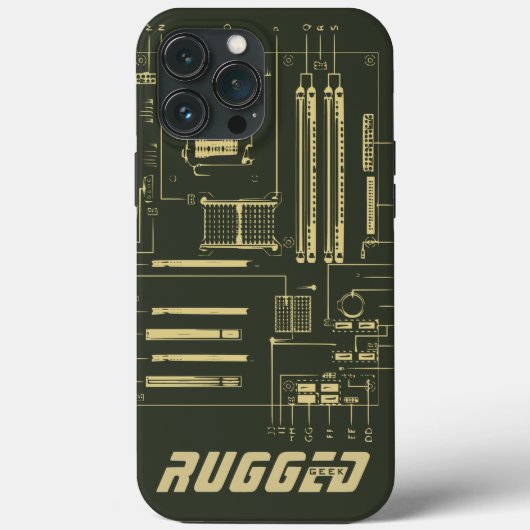 緑と金ゴールドの堅牢なギークマザーボード技術 Case-Mate iPhoneケース (裏面)