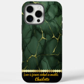 緑と金ゴールドの大理石の装飾の複雑なパターン Case-Mate iPhoneケース (裏面)