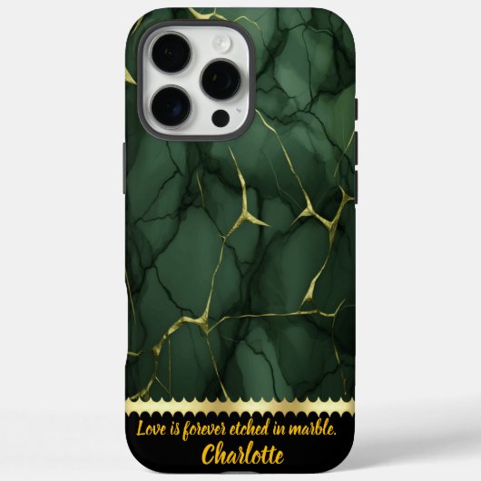 緑と金ゴールドの大理石の装飾の複雑なパターン Case-Mate iPhoneケース (裏面)