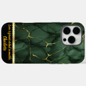 緑と金ゴールドの大理石の装飾の複雑なパターン Case-Mate iPhoneケース (裏面 (横))