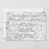 緑と金ゴールドの大理石クラス年卒業写真 招待状 (裏面)