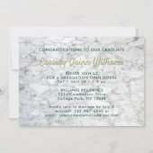 緑と金ゴールドの大理石クラス年卒業写真 招待状 (裏面)