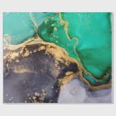 緑と金ゴールドの大理石包み紙 ラッピングペーパー (フラット)