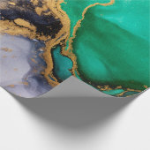 緑と金ゴールドの大理石包み紙 ラッピングペーパー (角)