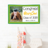 緑と金ゴールドの学校の色の写真 横断幕 (インサイチュ)