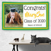 緑と金ゴールドの学校の色の写真 横断幕