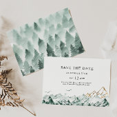 緑と金ゴールドの山の水平日付を保存 セーブザデート