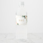 緑と金ゴールドの幾何学的なウォーターボトルラベル ペットボトルラベル (正面)