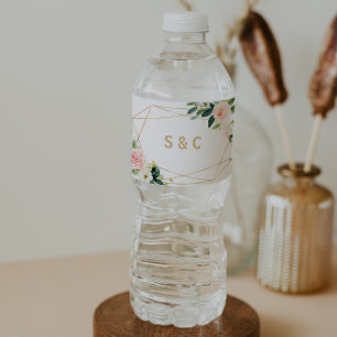 緑と金ゴールドの幾何学的なウォーターボトルラベル ペットボトルラベル