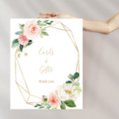 緑と金ゴールドの幾何学的カードとギフトサイン ポスター