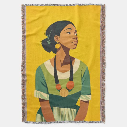 緑と金ゴールドの恵み スローブランケット (正面縦)