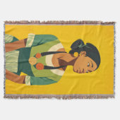 緑と金ゴールドの恵み スローブランケット (正面)