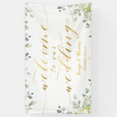 緑と金ゴールドの書道がデル結婚の 横断幕 (縦)