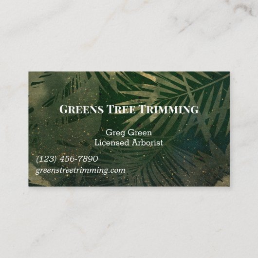 緑と金ゴールドの木のトリミング 名刺 (正面)