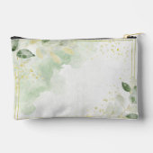 緑と金ゴールドの枠パーソナライズされた アクセサリーポーチ (裏面)