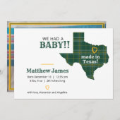 緑と金ゴールドの格子模様がテキサス州で撮影 案内状 (正面/裏面)