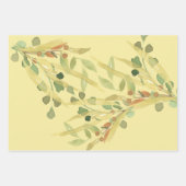 緑と金ゴールドの植物水の色の類別済み ラッピングペーパーシート (正面3)