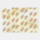 緑と金ゴールドの植物水の色の類別済み ラッピングペーパーシート (正面2)