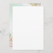 緑と金ゴールドの水の結婚色 招待状 (正面/裏面)