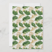 緑と金ゴールドの水の色トロピカル日付を保存 招待状 (裏面)