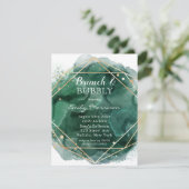 緑と金ゴールドの水色ブランチ&バブリー 招待状 (スタンド正面)