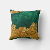緑と金ゴールドの混在メディア抽象芸術 クッション (裏面)