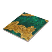 緑と金ゴールドの混在メディア抽象芸術 タイル (側面)