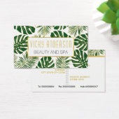 緑と金ゴールドの熱帯モンステラとヤシ葉の (デスク)