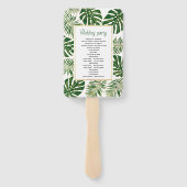 緑と金ゴールドの熱帯葉国の結婚式 ハンドファン (裏面)