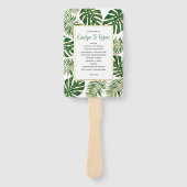 緑と金ゴールドの熱帯葉国の結婚式 ハンドファン (正面)