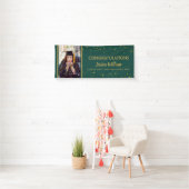 緑と金ゴールドの紙吹雪大学院写真卒業 横断幕 (インサイチュ)