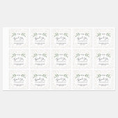 緑と金ゴールドの紙吹雪結婚に感謝 ラベル (シート)