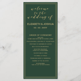 緑と金ゴールドの結婚式 プログラム