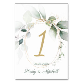 緑と金ゴールドの結婚葉、のテーブル番号 テーブルナンバー