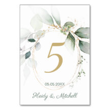 緑と金ゴールドの結婚葉、のテーブル番号