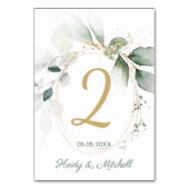 緑と金ゴールドの結婚葉、のテーブル番号 テーブルナンバー (裏面)