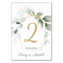 緑と金ゴールドの結婚葉、のテーブル番号