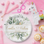 緑と金ゴールドの結婚葉  ペーパープレート (パーティー)