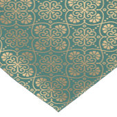 緑と金ゴールドの絵柄タイル ミディアムテーブルランナー (コーナー)