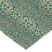 緑と金ゴールドの絵柄タイル ロングテーブルランナー (コーナー)