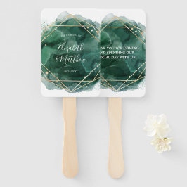 緑と金ゴールドの色のジオメトリック結婚ス ハンドファン