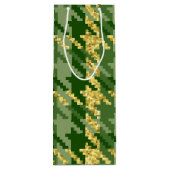 緑と金ゴールドの色合いアイリッシュパタ千鳥格子のーン ワインギフトバッグ (裏面)