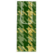 緑と金ゴールドの色合いアイリッシュパタ千鳥格子のーン ワインギフトバッグ (正面)