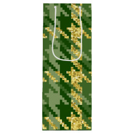 緑と金ゴールドの色合いアイリッシュパタ千鳥格子のーン ワインギフトバッグ